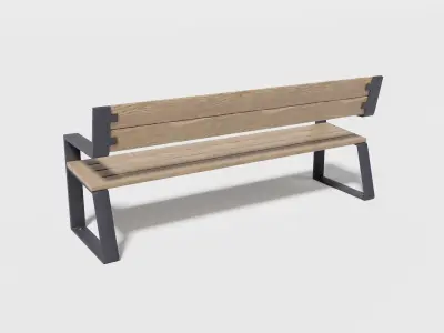 Street bench modern Low-poly 3D model