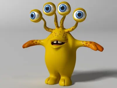 Cartoon Yellow Monster Rigged Low-poly 3D model