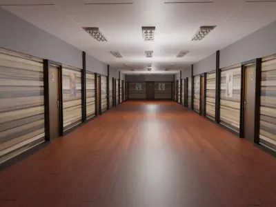 Hotel Corridor Low-poly 3D model