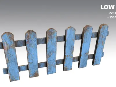 Wooden Fences PBR - Modular - Version 5 - Low-poly 3D model