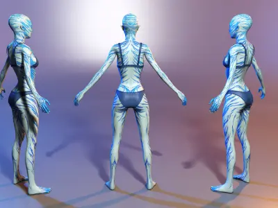 Alien Woman Elf Female Girl PBR Low-poly 3D model