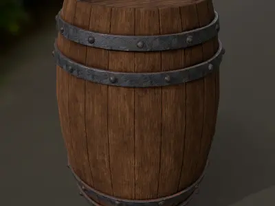 wood barrel 2 Low-poly 3D model
