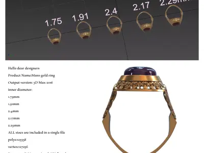 Mans gold ring 3D print model