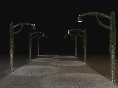 Street Lamp model with Leaves and Roots 3D model