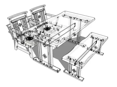 Dining set 4 seat 3D model shop