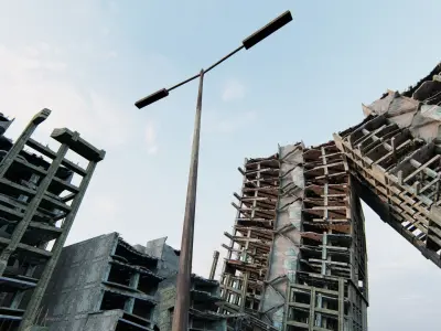 Ruined City Destroyed Cityscape 3D model