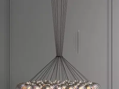ESLICCE pendant light with glass balls hanging from ceiling 3D model