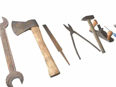 Raw dirty metall tool garage da1 Low-poly 3D model