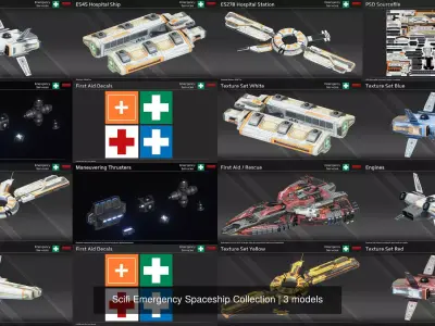 Scifi Emergency Spaceship Collection 3D Model Pack