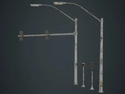 Stop Light 1D Low-poly 3D model