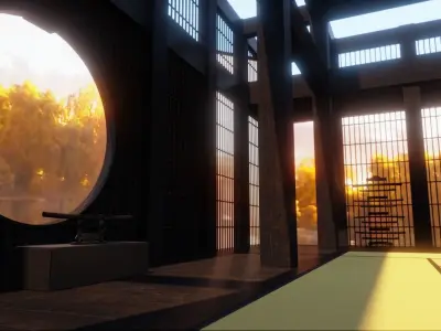 Japanese Tatami combat training Low-poly 3D model