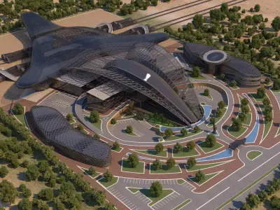 0154 - Train Station Architecture Project - 2D Drawings-3D Files 3D model