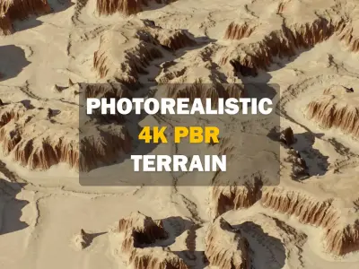 Realistic PBR Sandy Canyon 3D Terrain Environment Low-poly 3D model