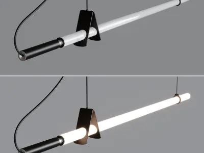 Linear minimalist style chandelier modern led strip light Low-poly 3D model