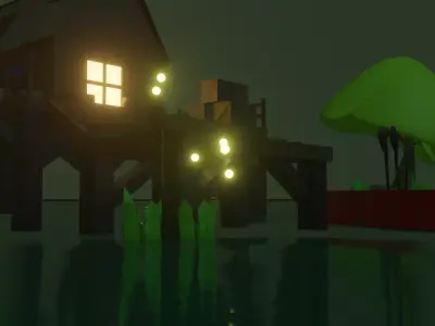swamp fisher village PBR low-poly Low-poly 3D model
