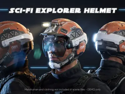 Sci-Fi Explorer Helmet - Customizable Game-Ready Low-poly 3D model