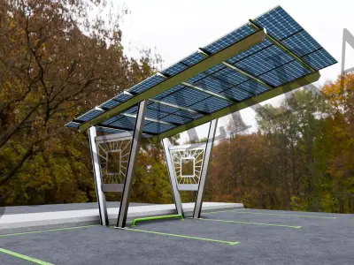 Lowpoly Solar Carport-V Types-Steel Structure Low-poly 3D model