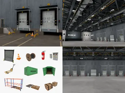 Warehouse Logistic 11 interior and exterior 3D model
