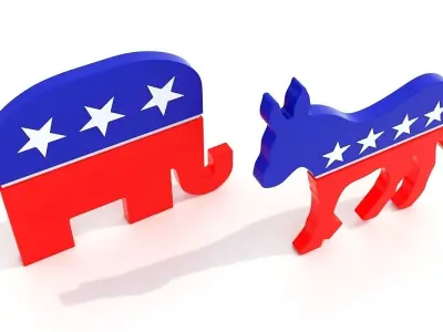 Democratic Donkey and Republican Elephant political symbols 3D model