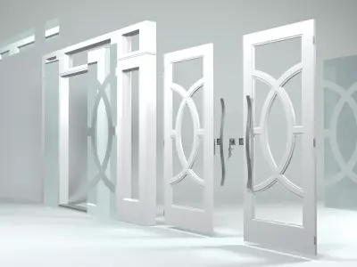 Double Front Doors 3D Model 3D model