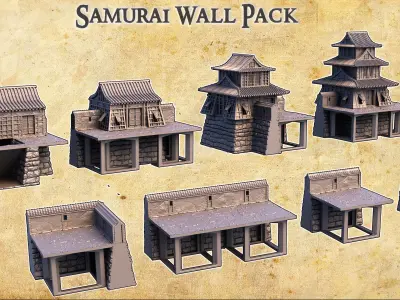 Samurai Wall Set Tabletop Terrain 28MM 3D print model 3D print model