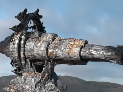 Prometheus inspired alien cigar ship 3D model