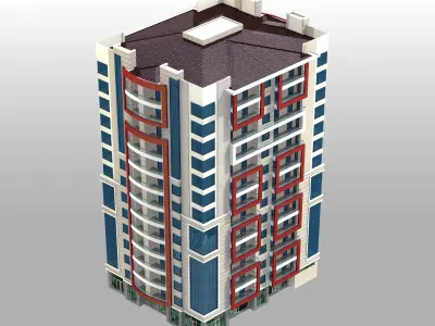 Apartment Architectural 3d Model with Render Scene Low-poly 3D model