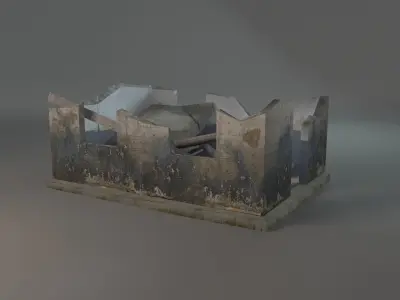 Small Post Apocalyptic set Low-poly 3D model