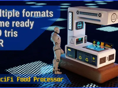 SciFi Cooking Station - Food Processor Game Ready 3D Model Low-poly 3D model