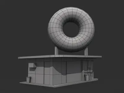 Randys Donuts Restaurant Low-poly 3D model