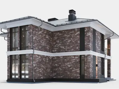 Modern two-story cottage 3D model
