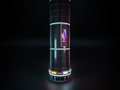 CYBERPUNK BUILDING FUTURISTIC 09 Low-poly 3D model