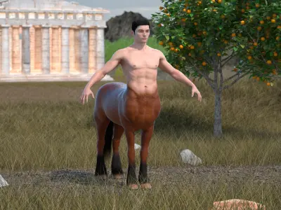  Centaur Mythical Creature A-Pose Fur 