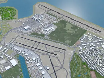 Oakland International Airport 10km Low-poly 3D model