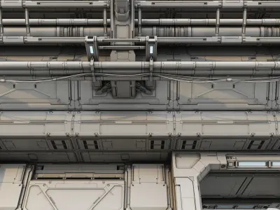 Sci-Fi Hall environment builder design economic version 3D model