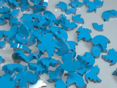 Twitter Logo with Animation 3D 3D model
