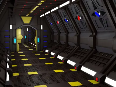 Sci Fi Corridor Low-poly 3D model 23