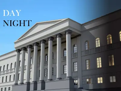 University building Day and Night Low-poly 3D model