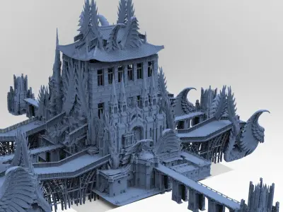 Gothic Palace Victorian exterior 4 3D model
