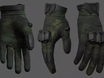 Gloves military combat soldier armor scifi fantasy  Low-poly 3D model