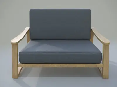 Patio Set wooden lounge chair Free low-poly 3D model