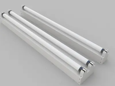 Strip Fluorescent Fixture Single and Dual 3D model