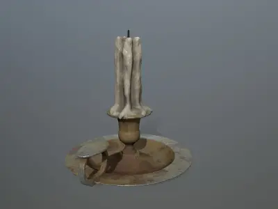 Candlestick candle Low-poly 3D model