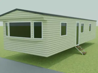 Mobile Home Static Caravan Trailer Low-poly 3D model