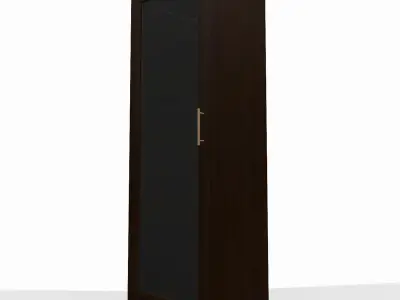 Wooden shelf with glass door 3D model