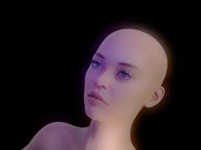 REALISTIC FEMALE CHARACTER WITH CHROME STRUCTURES  3D model