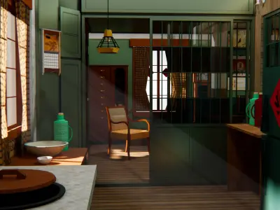 living room interior 3D model 8