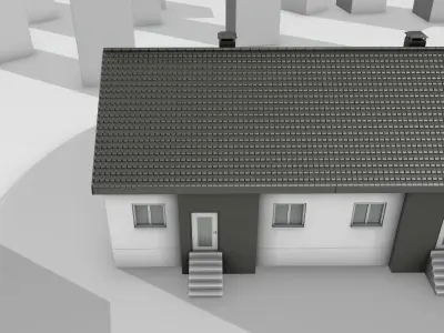 City House -11- Double-House - Roof black - Wall dark white Low-poly 3D model
