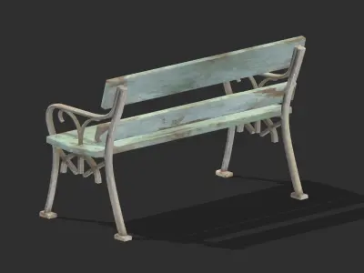 Bench 09 Low Poly PBR Realistic Low-poly 3D model purchase