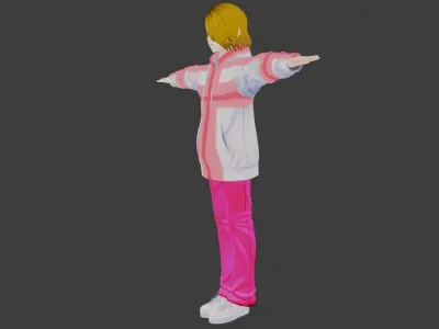 SciFi 3d anime kawaii girl character c23 Low-poly 3D model